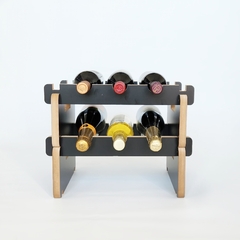 Vinoteca Apilable para 3 Botellas - Elegante Diseño en MDF Negro Mate en internet