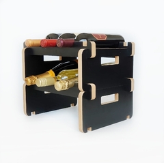 Vinoteca Apilable para 3 Botellas - Elegante Diseño en MDF Negro Mate - tienda online