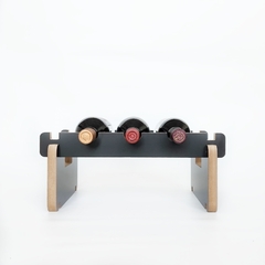 Vinoteca Apilable para 3 Botellas - Elegante Diseño en MDF Negro Mate - Deco.Lev