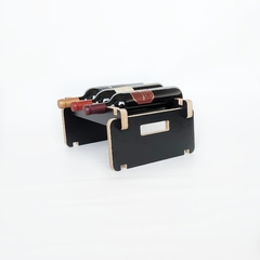 Vinoteca Apilable para 3 Botellas - Elegante Diseño en MDF Negro Mate