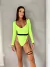 Body Jay - Cavado Maga Longa Com Cinta Liga - Amarelo Neon - comprar online