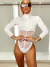 Body Sags - Manga Longa e Gola Alta com Detalhe em Tule e Barbatanas - Branco na internet