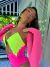 Body Snake - Recortes Ousados Mangas Removíveis - Bicolor Amarelo/Pink Neon - Soe Le Marché