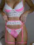Conjunto Lovella - Cropped Alcinha com Aro + Calcinha + Cinta Liga Renda - Rosa/Branco - Soe Le Marché