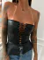 Corselet Rever - Tomara que Caia com Amarração de Couro P.U. - Preto