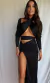 Vestido Date - Manga Longa com Vários Recortes e Fenda Profunda - Preto na internet