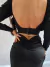 Vestido Date - Manga Longa com Vários Recortes e Fenda Profunda - Preto - loja online
