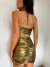 Vestido Kallyope - Frente Unica em Cirre Metalizado - Dourado - Soe Le Marché
