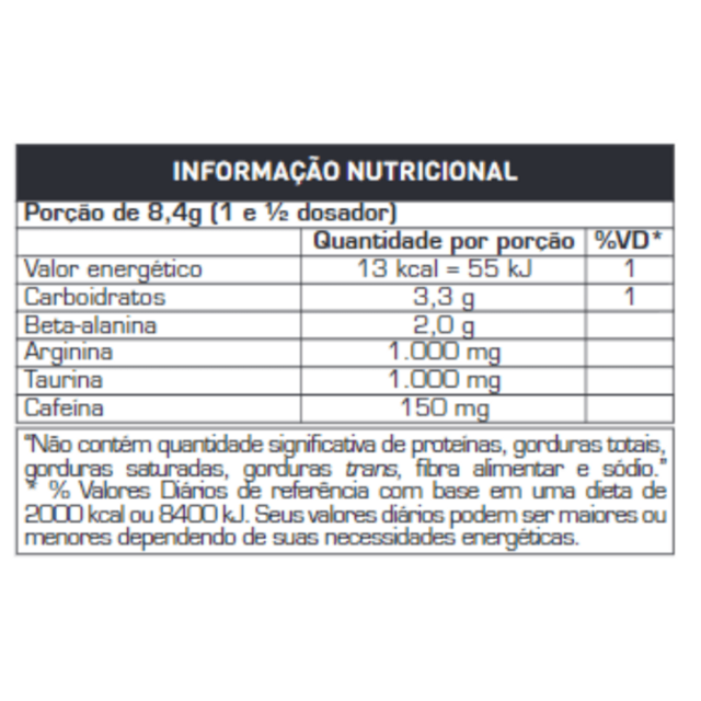 Tabela Nutricional (BULA) de Pré-Treino Hórus 300g - Max Titanium