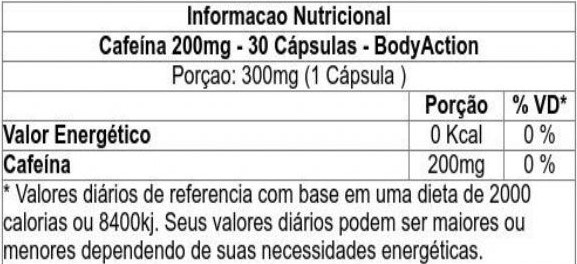 Cafeína 200mg Bodyaction | WK Suplementos