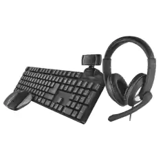 Teclado y Mouse/Cámara Web/Auricular c/Cable TRUST Qoby Negro