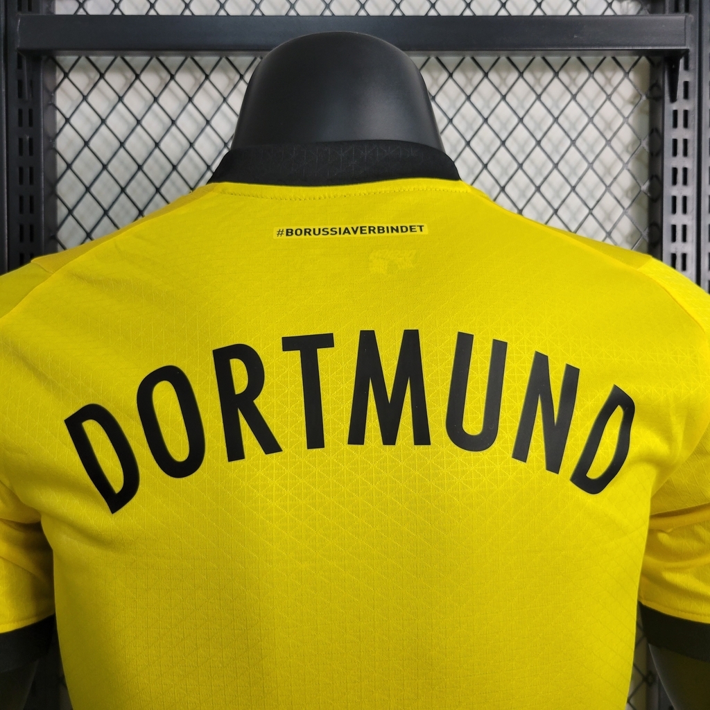 Camisa Borussia Dortmund I 2023 Jogador Masculina - Amarela e Preta