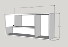 Estantería horizontal de doble altura con puerta en internet