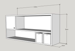 Estantería horizontal con cajitas y puerta en internet