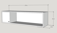 Estantería horizontal con puerta de abrir