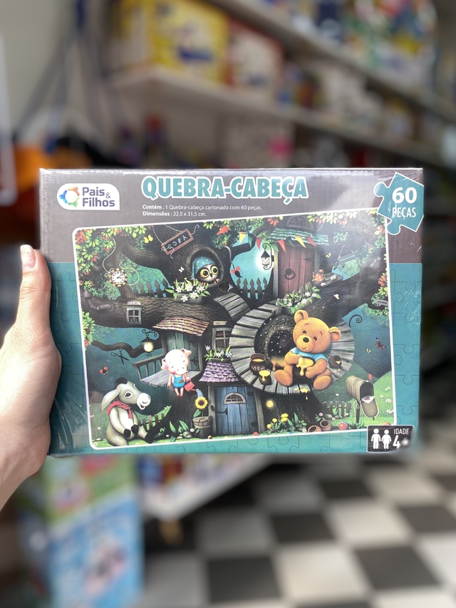 Quebra Cabeça Ursinho Na Árvore Jogo Puzzle 60 Pçs Infantil