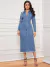 Vestido midi de jean elastizado manga larga ELIMA K90