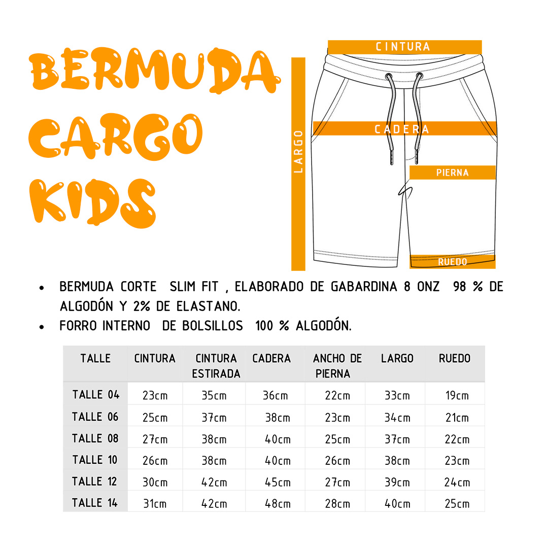 GUIA DE TALLES DE BERMUDAS CARGO