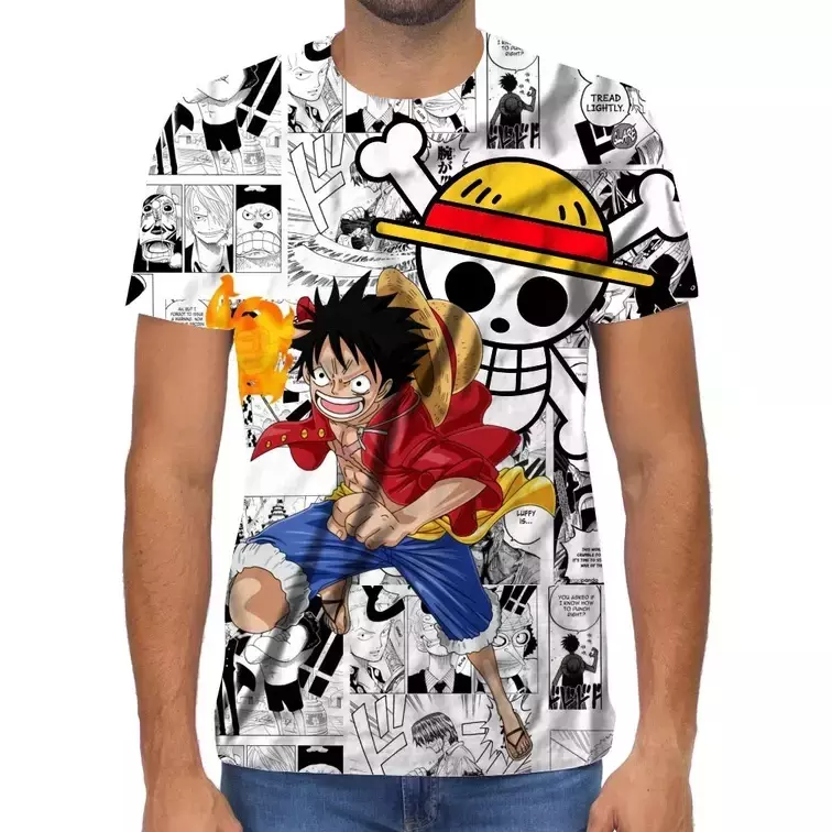 Camiseta Infantil com Estampa de Luffy One Piece - Tam 5 a 14 anos