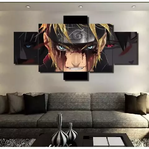 Quadro Decorativo Mosaico 3 peças Anime Naruto Personagens Sasuke