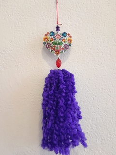 Manijero Corazón con Flecos azul
