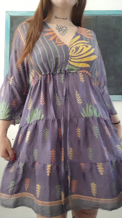 Vestido de seda hindú corto - Violeta
