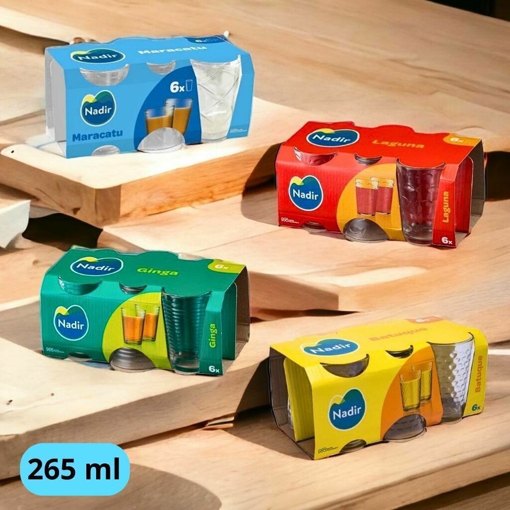 Copo Batuque 265mL Multiuso com 6 peças Vidro Incolor Nadir