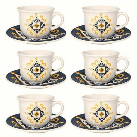 Jogo Chá Porcelana Soleil Fábula 12 Peças Oxford