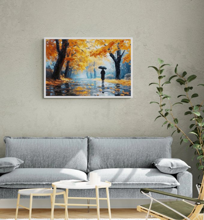 Foto do Quadro Decorativo Abstrato "O Aroma de Terra Molhada" acima de um sofá na sala.