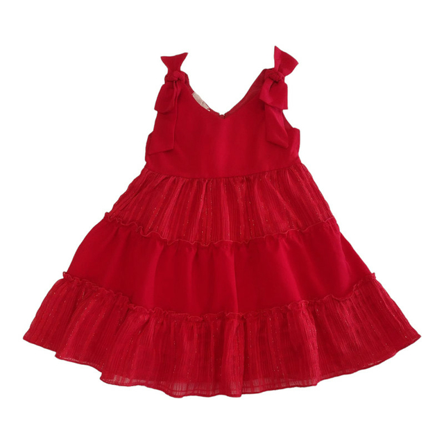 Vestido Infantil Princesa Vermelho Brilho Festa Natal Luxo 1 ao 4