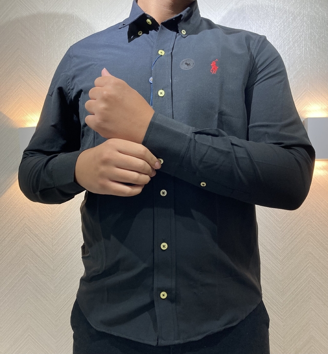 Camisa Polo Polo Ralph Lauren Slim Preta - Compre Agora