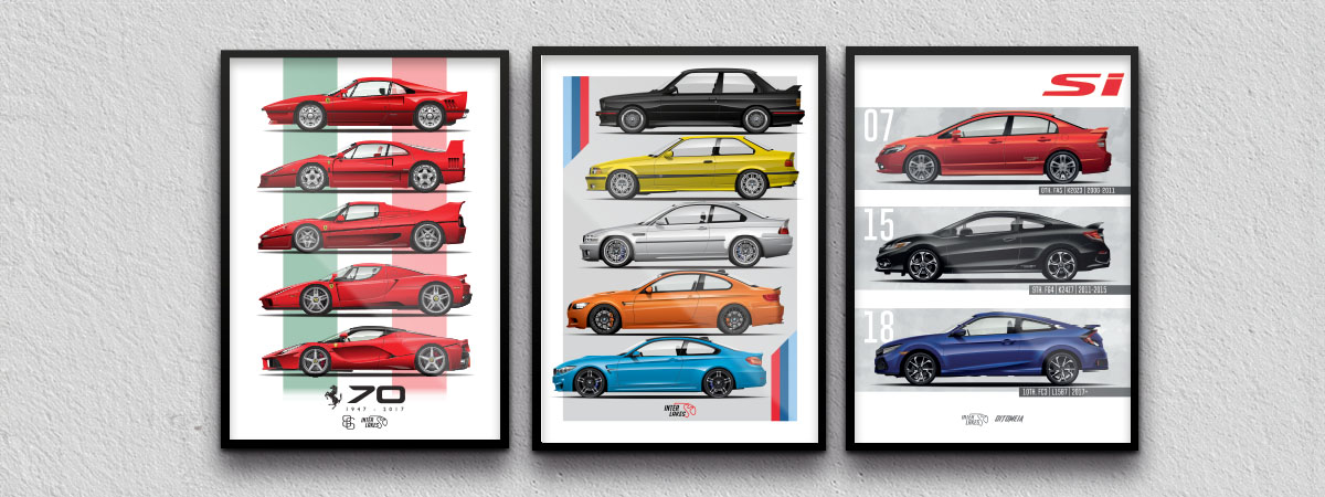 Ferrari, BMW, Quadro, Poster, Frame, M3, M4, F40, F50, 288 GTO, Civic Si, Type R, Honda, Interlakes, Oitomeia