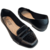 Sapatilha Feminina Mocassim Bico Quadrado Croco Preto Lara Sapatilhas - loja online