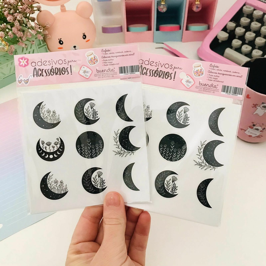 Cartela de Adesivos Transparentes - Lua
