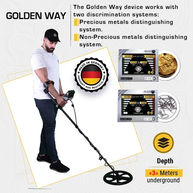 Detector de metales Golden Way profesional de alta precisión, alcance hasta  3 metros de profundidad