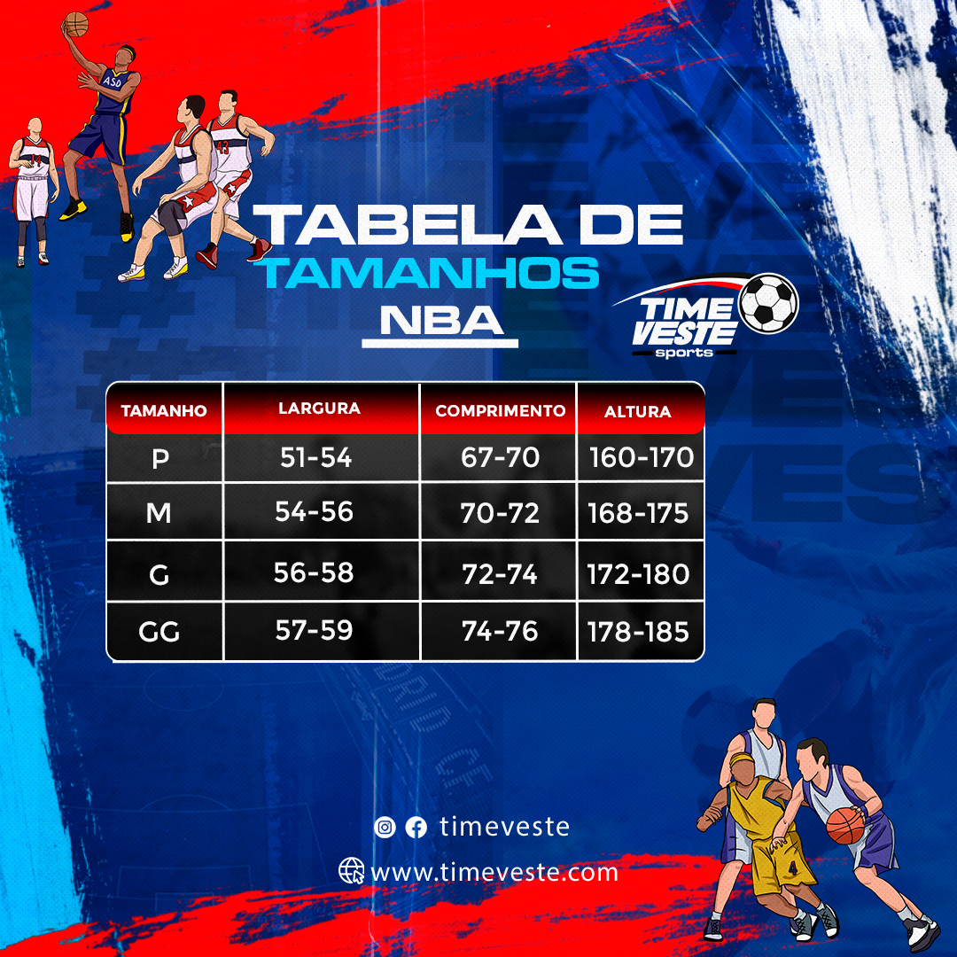 Tabela de Tamanhos NBA