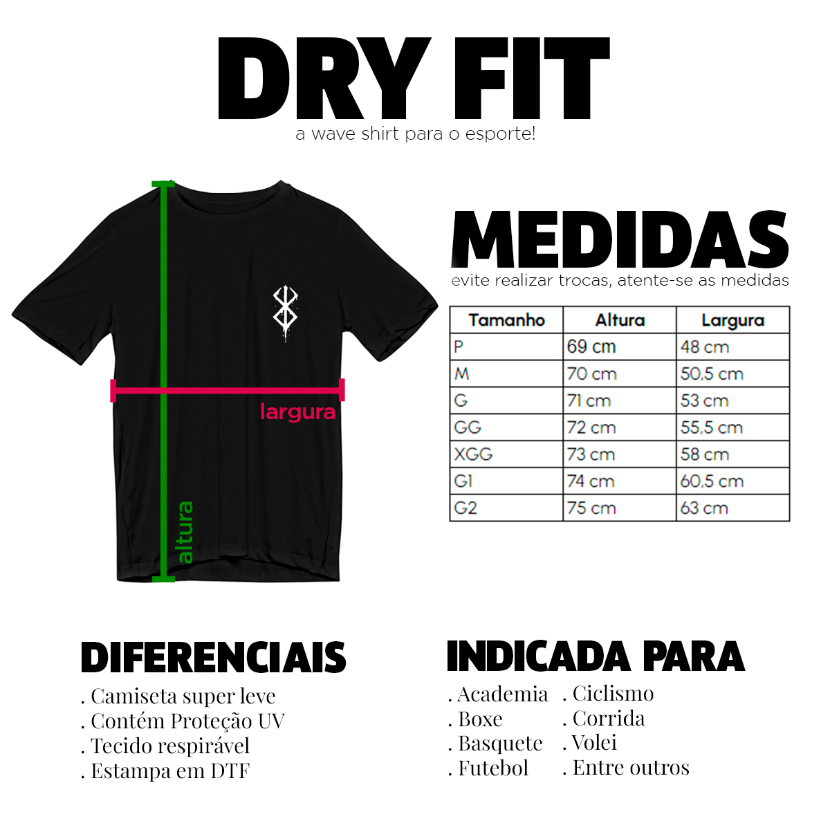 Medidas Camiseta Dry Fit