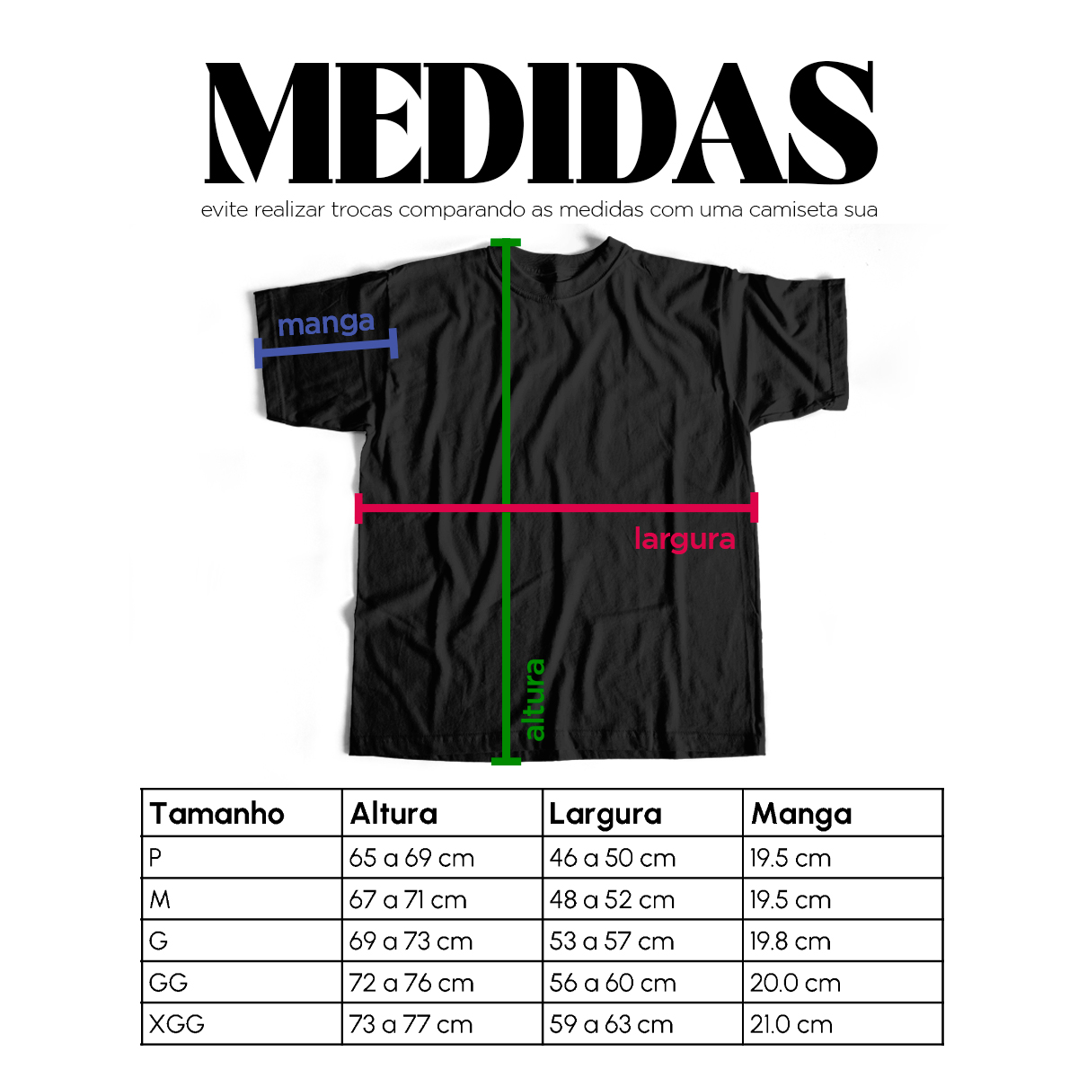 Medidas das camisetas M4wave