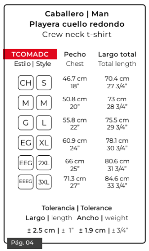 GUIA TALLA UNISEX