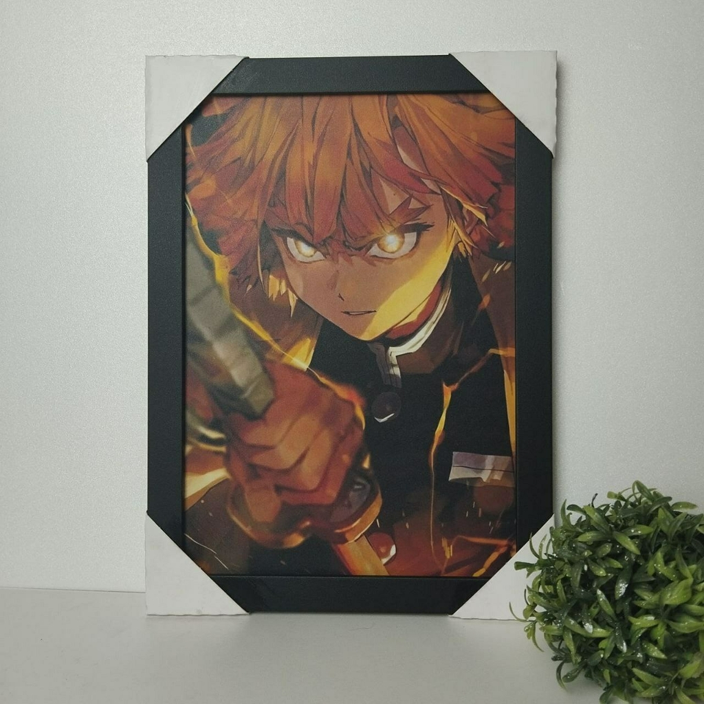 Quadro Metalizado Zenitsu Art Demon Slayer Anime Placa Decorativa Bril