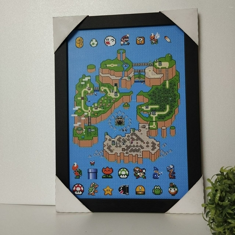 Poster Quadro Moldura Jogo Super Mario World Snes 32x23cm #2
