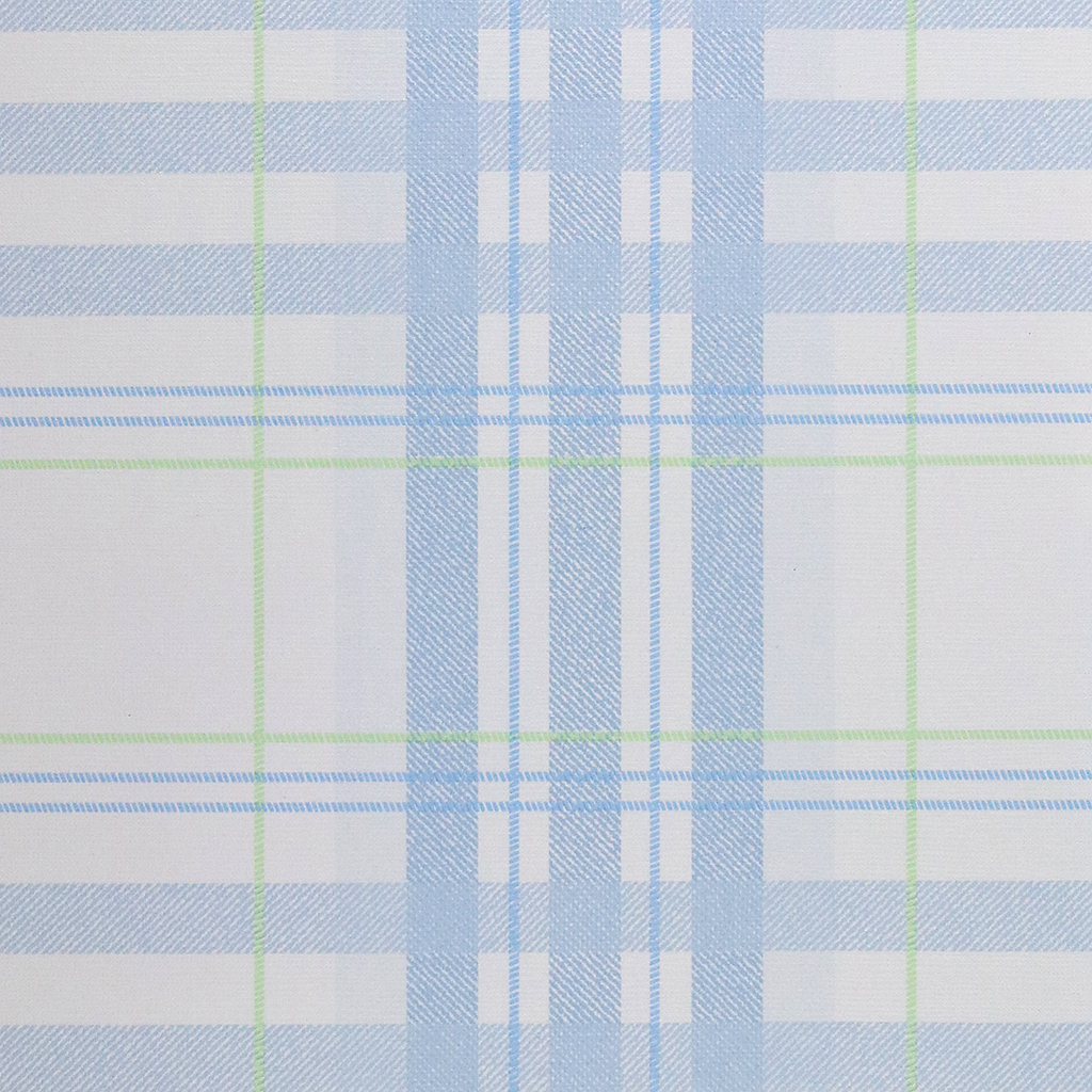 Papel de Parede Xadrez Azul com Detalhes Verdes - 10 mts - Vinílico 4235