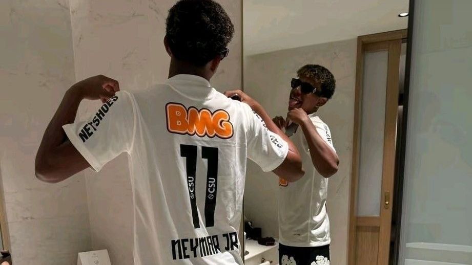 Lamine Yamal Camisa branca santos 2011 neymar jr 11