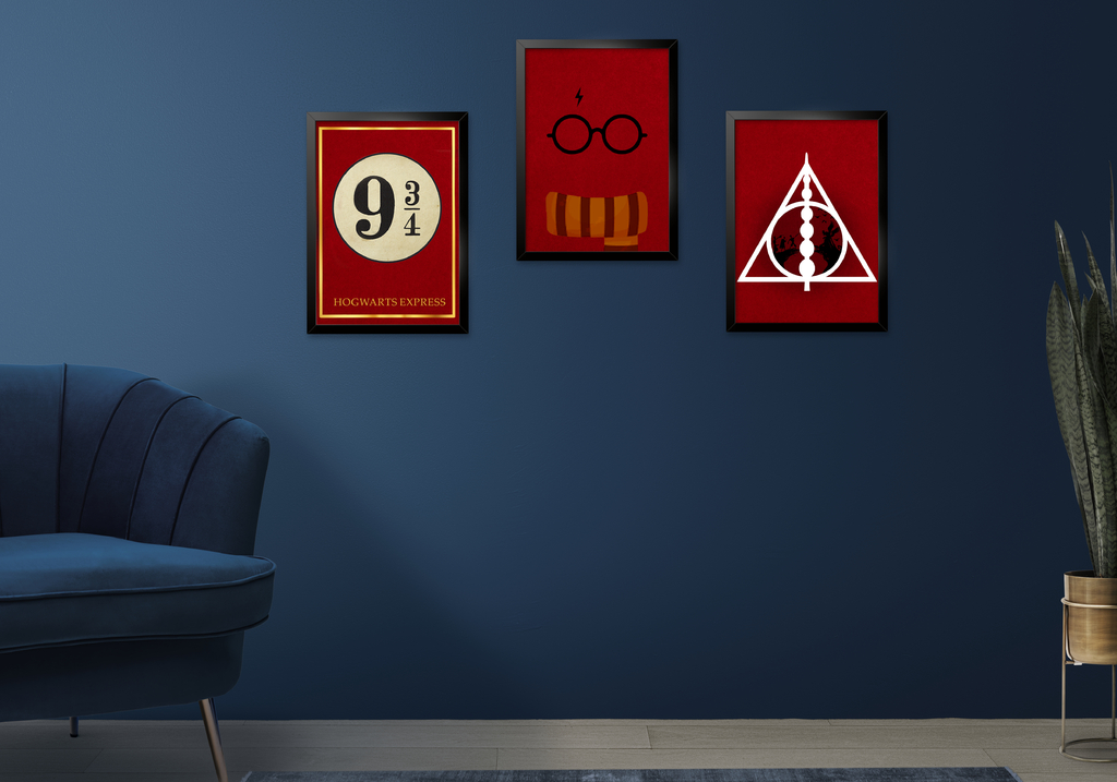 Kit 5 Placas Decorativas Casas Harry Potter