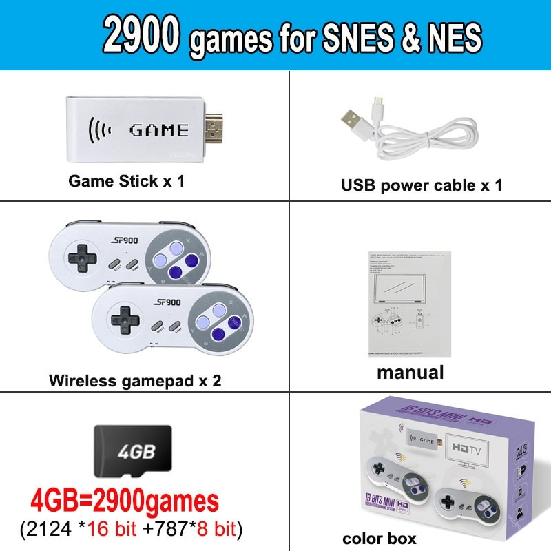 Sf900 retro jogo de vídeo console hd vara com 1500 jogos para snes  controlador - Wolf Games