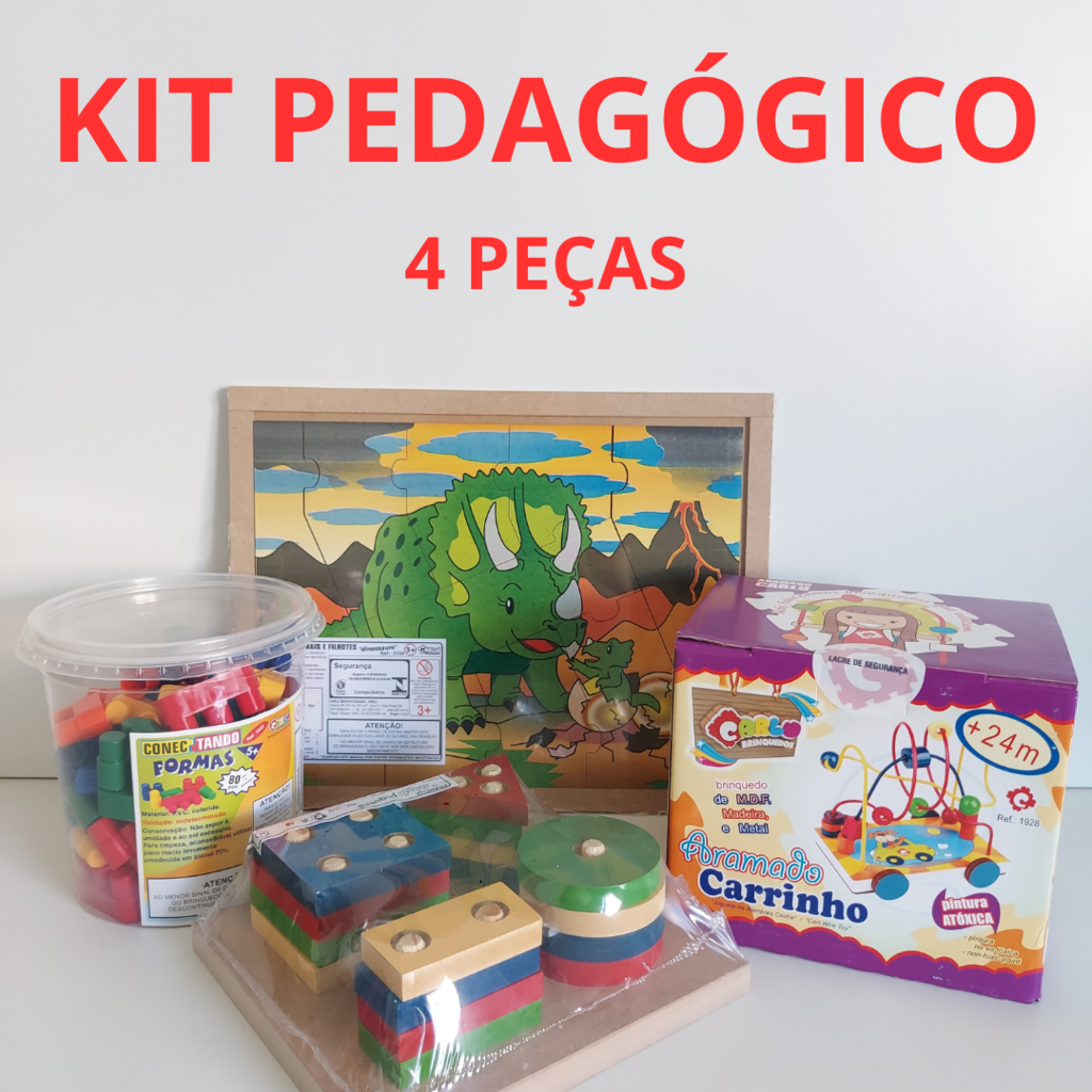 Kit 4 Brinquedos Educativos Pedagógicos De Madeira 2 Anos - Frete