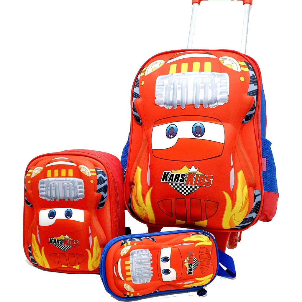 Mochila Infantil Menino Escolar Costas Carros Corrida Grande Cor