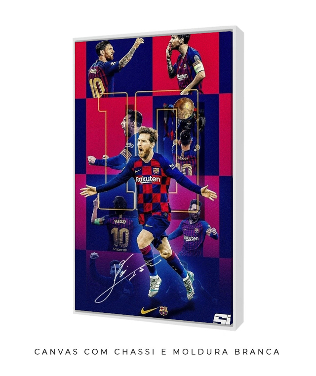 Quadro decorativo1 peça 40x60 Messi jogador de futebol para sala