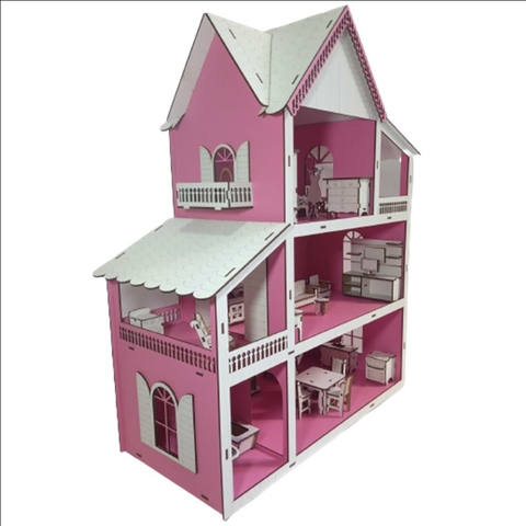 Casa Casinha Grande Da Polly Barbie + 28 Mini Móveis_b em Promoção