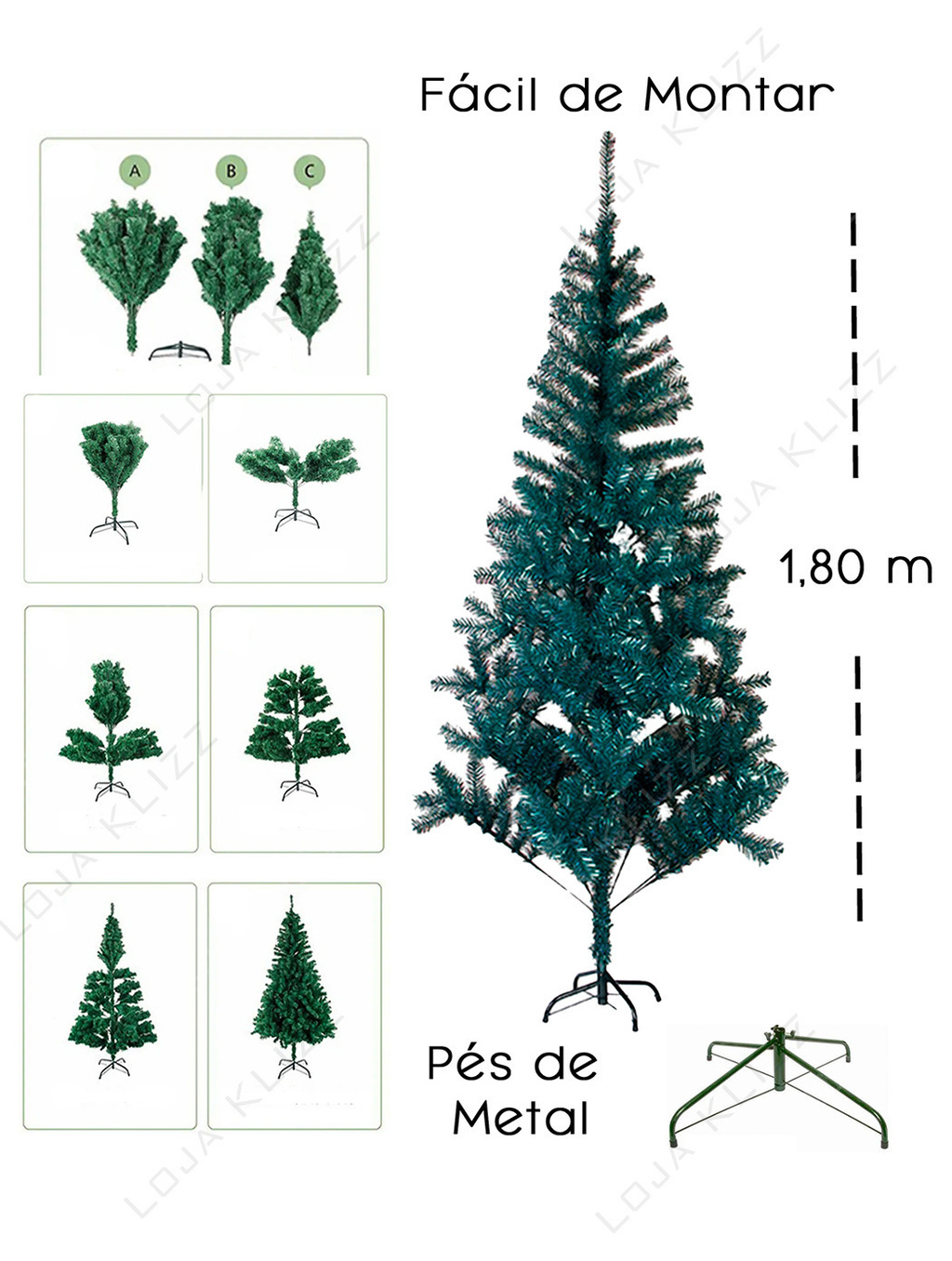 Árvore De Natal 1,80m Grande C/ 320 Galhos Pinheiro De Natal Cor Verde